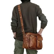 MANJH men Designer Shoulder Bag Handmade Full Grain Genuine Leather travel Handbag Vintage Wax Brief Fashionable BT-1610