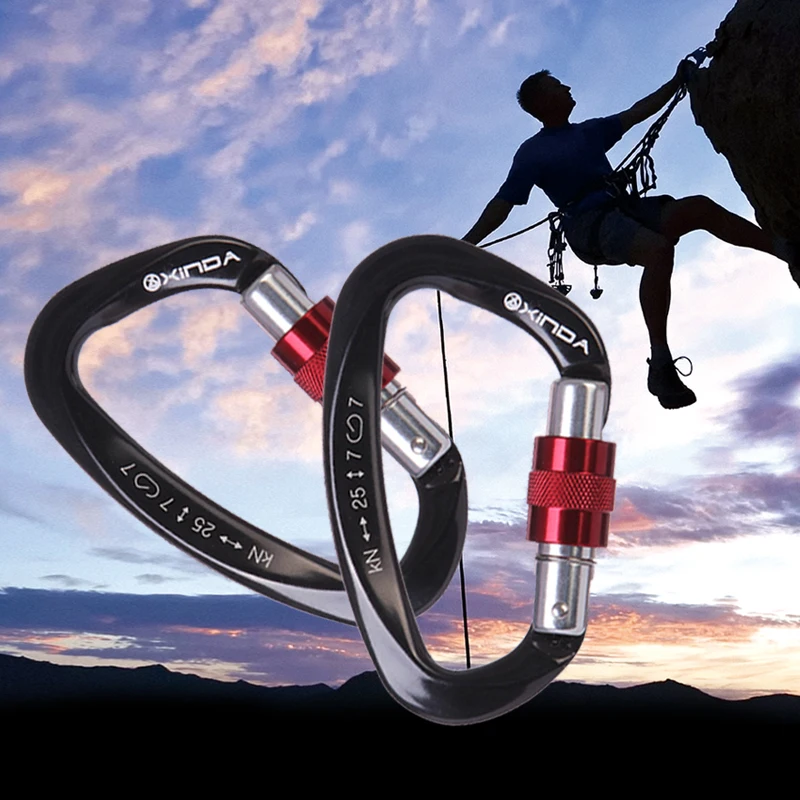 2pcs/lot 25KN Master Lock D Ring Buckle Rock Climbing Safety Lock