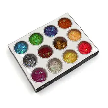 Мода г. 12 Цвет Mix УФ-гель Дизайн ногтей Блеск пыли Косметическая пудра для UV GEL акриловый Косметическая пудра Дизайн ногтей Украшение Советы DIY