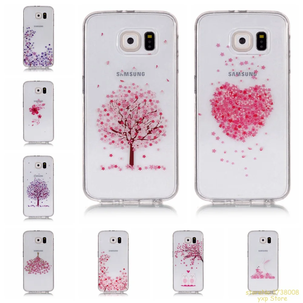 

Flower series simple style painting Soft Silicone TPU phone case For Samsung S6 cover etui kryt fundas husa tok caso coque