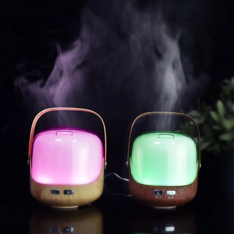 

Portable Essential Oil Diffuser Air Humidifier Wood Grain Aroma Purifier 7 Color Change LED Night Light For Car Office Home