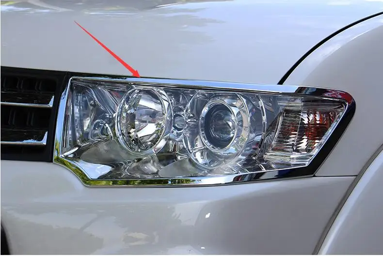 

Auto Headlight Lamp Shade Frame Decoration Front Lamp Hoods 2PCS/SET For Mitsubishi Challenger Pajero Sport 2011 2012 2013