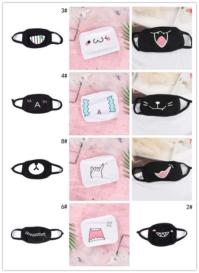 1pcs Women Men Cute Cartoon Mask Mouth Face Muffle Emotiction Masque Kpop Masks White Black Anti-Dust Cotton Mouth Mask