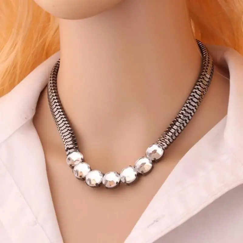 Korean Fashion Necklace Temperament Big Luxury Brand Crude Punk Metal Chain Women Rhinestone Jewelry Wholesale Gift | Украшения и