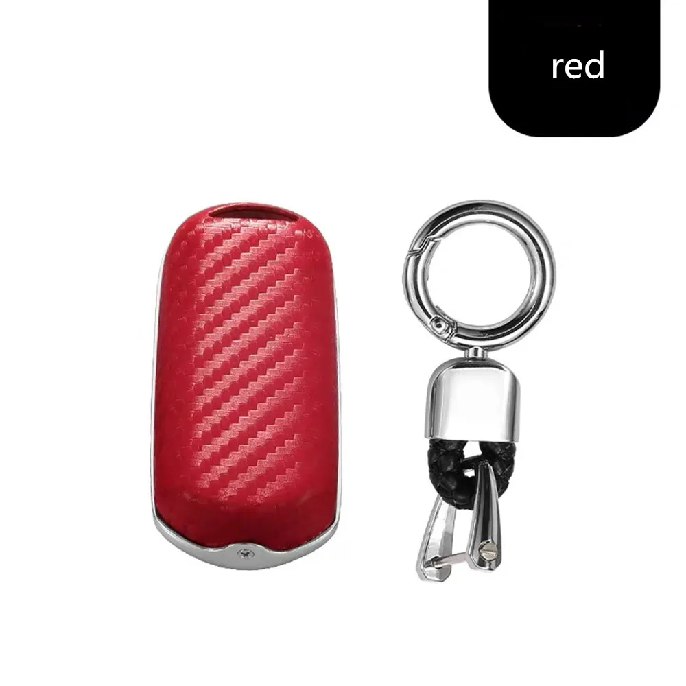 Автомобиль цепь для ключей брелок чехол Cove углеродного волокна+ оцинкованной сплава для Mazda 6 Mazda 3 Axela Atenza CX-5 CX5 - Название цвета: red