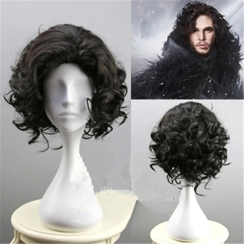 

2018 Hot Game of Thrones Jon Snow Cosplay Costume Accessories Wig A Song of Ice and Fire Night's Watch Black short Hair Wig