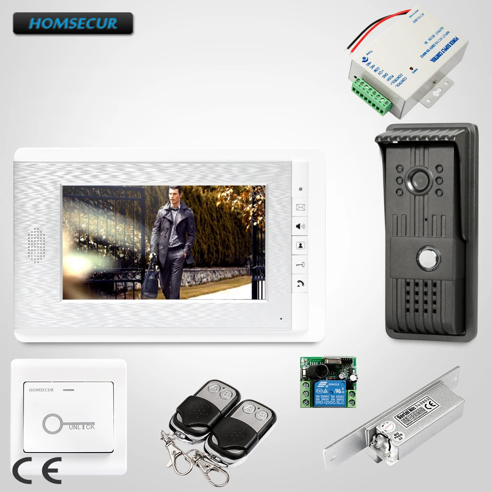 

HOMSECUR 7" Wired Video Door Entry Phone Call System Electric Strike Lock Set Included : XC003+XM708-S