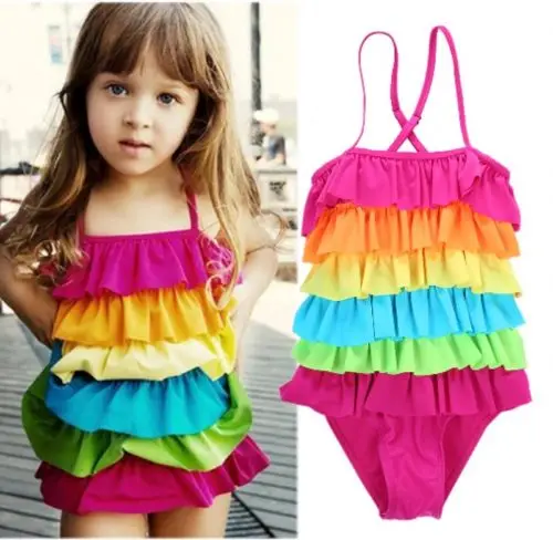 girls rainbow bathing suit