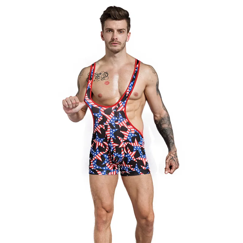 Новое мужское нижнее белье с принтом американского флага мужские боди высокой