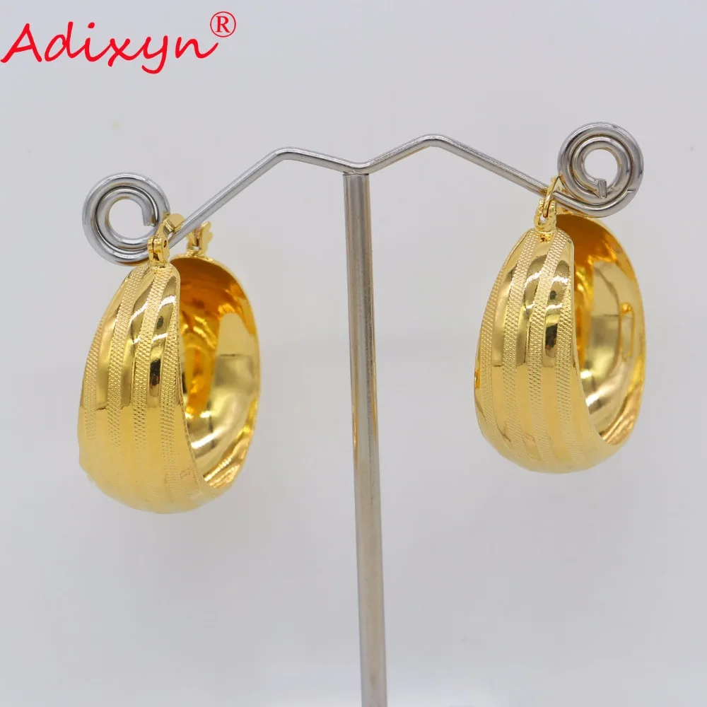 Adixyn большой круг индийские Золотые серьги-кольца для женщин/девушек золотые вечерние ювелирные изделия Висячие Стильные Серьги Подарки N06225