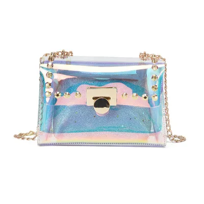 

hot-selling chain message rainbow pvc jelly luxury handbags women bags designer causal high quality new fashion 2018 MEYBB047