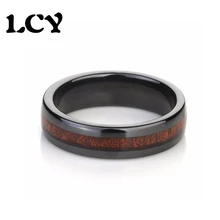 Engagement Rings For Women Black Vintage Wooden Ring Stainless Steel Fashion Jewelry Anillos Mujer Ringen USA Size 6 To 14
