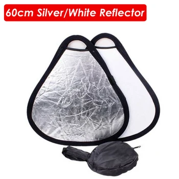 

60cm 24inch White Silver Portable Folding Hand Grip Photo Camera Photograph Flash Speedlite Reflector for Studio Lamp
