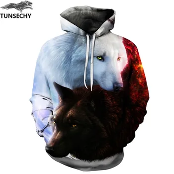 

TUNSECHY Wolf Printed Hoodies Men 3D Hoodies Brand Sweatshirts Fashion Tracksuits Wholesale and retail Free transportation