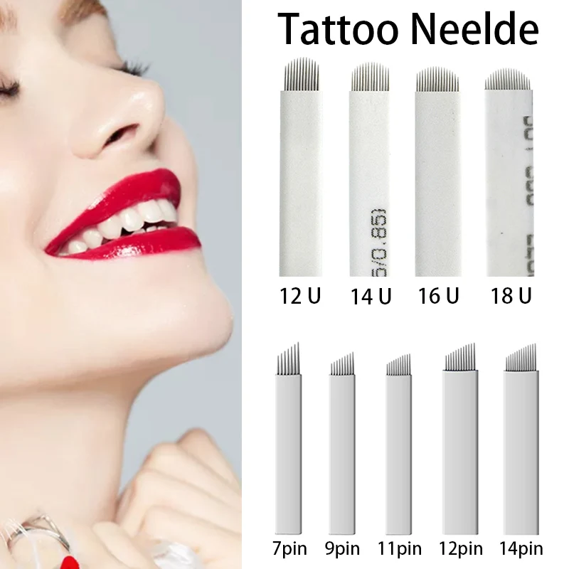 

0.18mm 7 9 11 12 14 U shape Permanent Makeup Eyebrow flex Tattoo Needles Blade For 3D Microblading lamina blade Agulhas Tebori