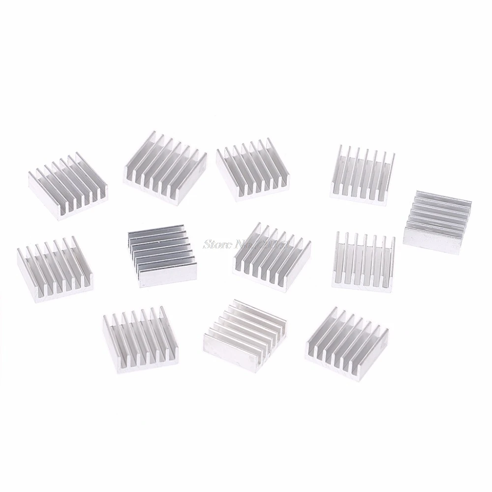 

12 Pcs Silver Aluminum Radiator Heatsink Heat Sink Cooling Kit 14x14x6mm