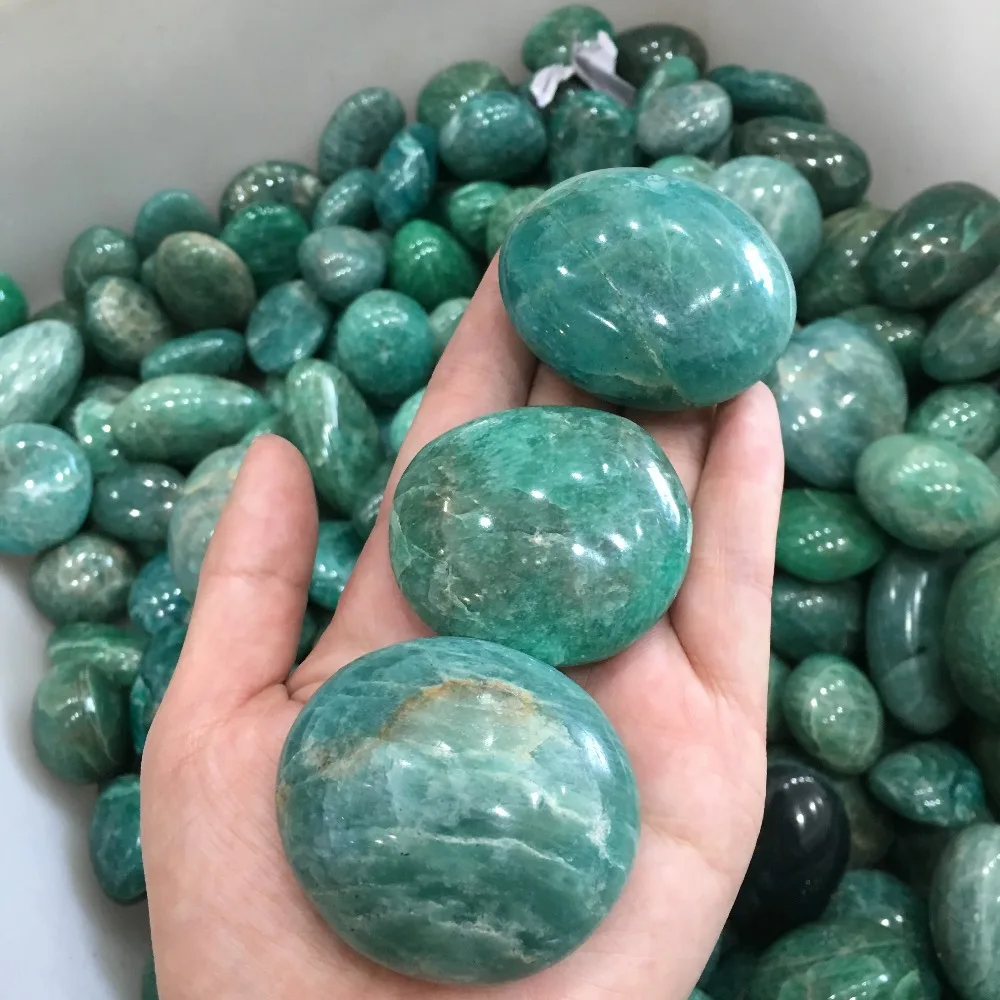 

3pcs Natural mineral crystal stone Amazon stone palm stone for healing