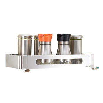 

Punch-free kitchen rack wall-mounted 304 stainless steel condiment spice rack bathroom free nail storage shelf wx8311502