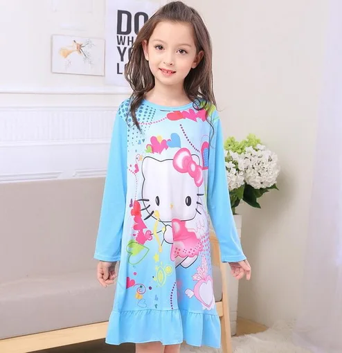 Ночнушка для девочек детская одежда Вязание хлопок пижама с длинными рукавами, Милая Детская домашняя пижама XIN497 - Цвет: model 9