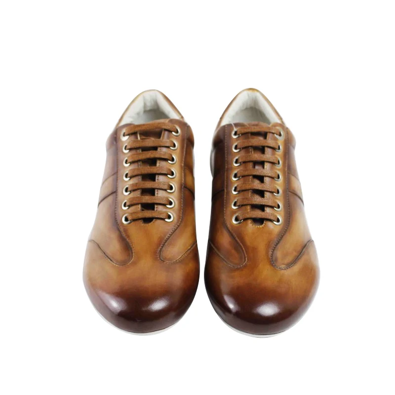 Original Vikeduo Custom Pintados Handmade Mão Lace Alta Sapatos 100 Brown Moda Mens Qualidade Up Projeto Made Genuíno À De Couro Casuais HSgwHrq