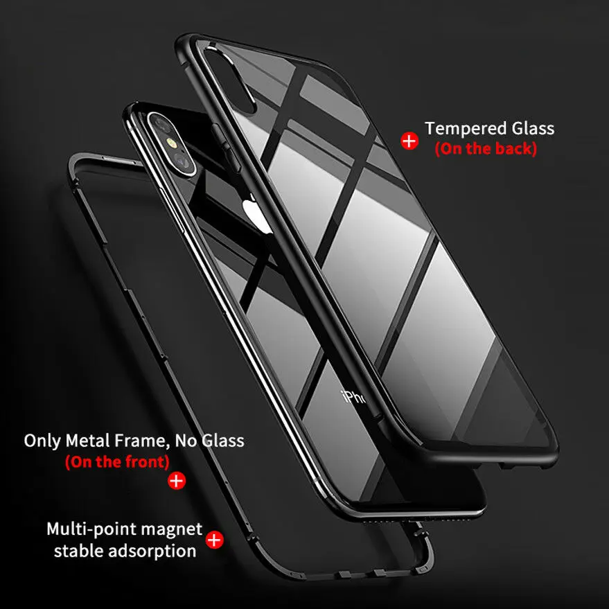 Магнитный адсорбционный флип чехол Luphie металлический для iPhone 6 7 8 Plus X XR XS Max
