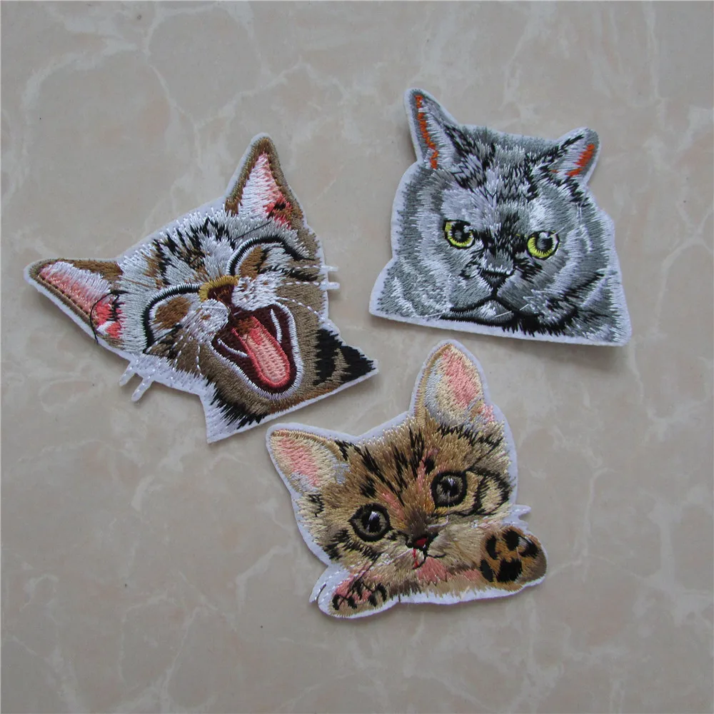 

hot sale fashion style New Cat Butterfly Patches Iron On Or Sew Fabric Sticker For Clothes Badge Embroidered Appliques DIY