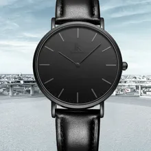 IK Colouring Ultra Thin Minimalist Mens Luxury Genuine Leather Strap Casual Quartz Watch