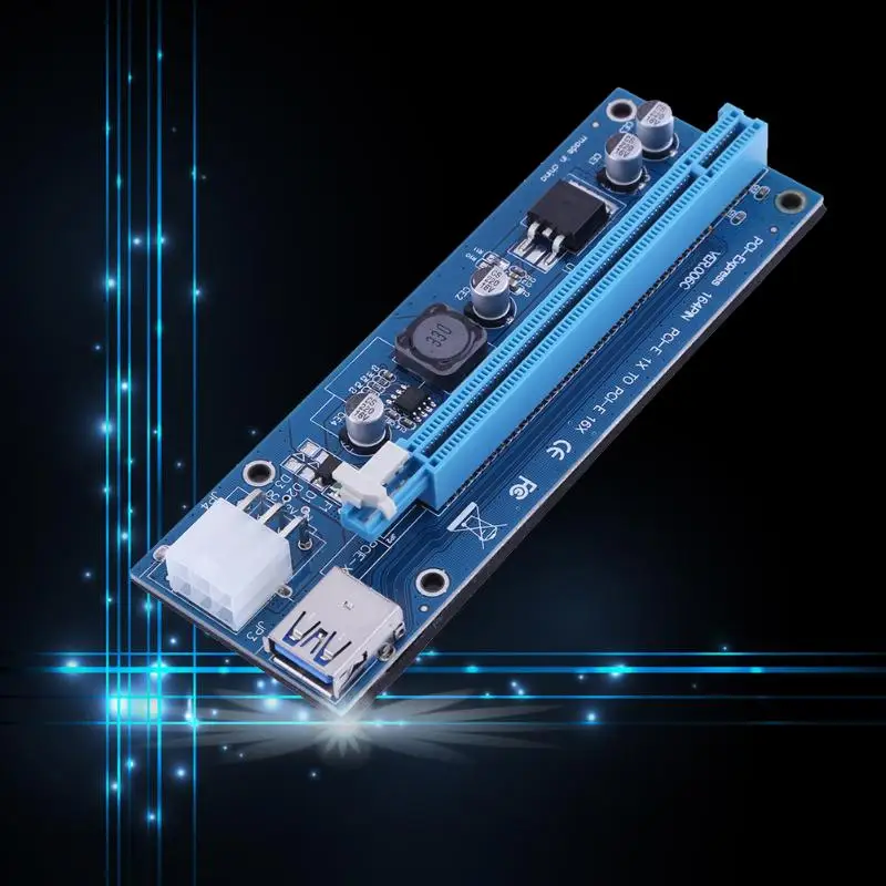 Райзер 6pin PCI E PCIe Express USB 3 0 1x до 16x карта для майнинга биткоинов BTC Litecoin (без кабелей