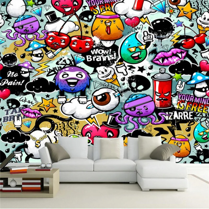 

beibehang murals wall stickers cartoon street graffiti bar KTV tooling background papel de parede 3d wallpaper for walls