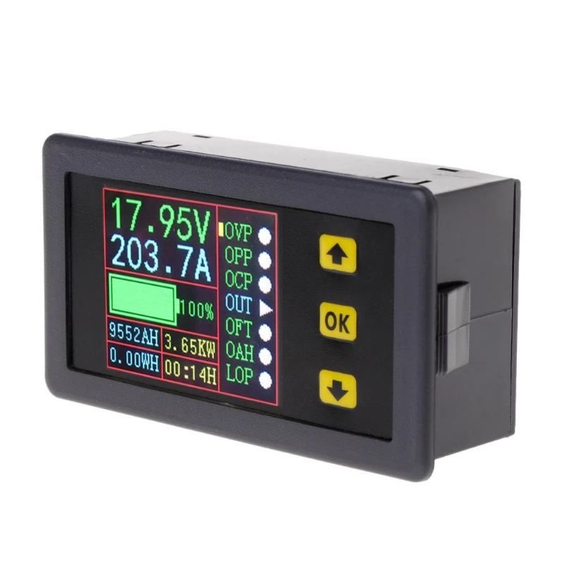 Koop Digitale Multimeter Batterij Capaciteit Tester Voltmeter Amperemeter DC 0 90V 0 20A Amp Power Meter Elektrische Lcd kleurenscherm display