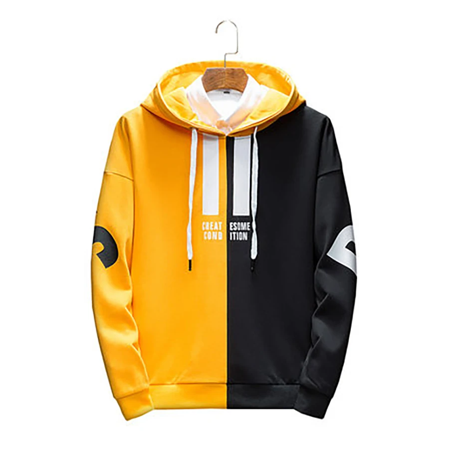 Мода Colorblock Толстовка молодежи Красный хлопок Осень Harajuku уличная хип хоп Crewneck sudaderas para hombre для мужчин пальто WY70