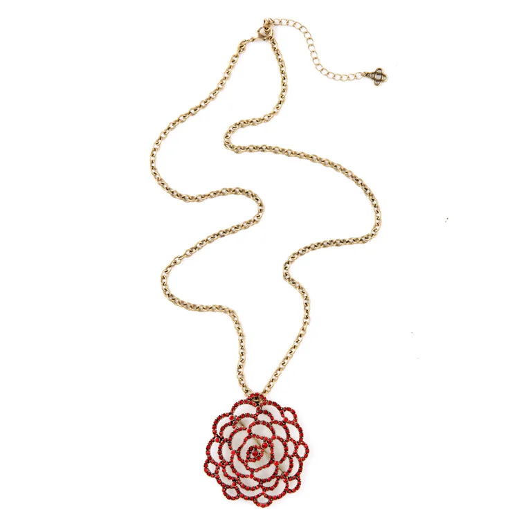 

Euro-pop Tide Red Rose Necklaces & Pendants Winter Long Sweater Chain Christmas Days Gifts