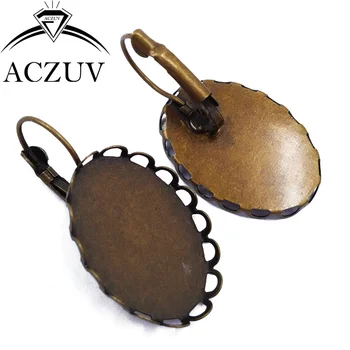 

Antique Bronze 200Pcs Lace 13x18mm 18x25mm Oval Cabochon Base Setting French Leverback Earring Blank Bezel Earrings LLE004