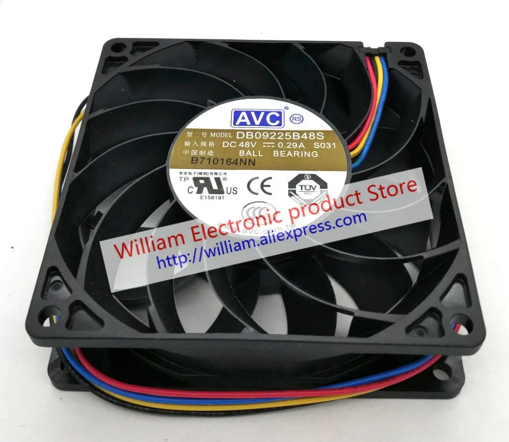 Подлинный AVC DB09225B48S DC48V 0.29A шарикоподшипник 4 линии 90*90*25 мм 9 см с Температура сопротивление Вентилятор охлаждения