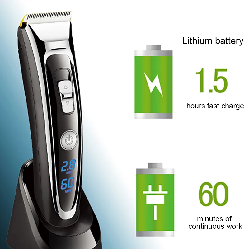  SURKER RFC-688B Rechargeable Hair Clipper Hair Trimmer with LED Display Silent Ceramic Knife Fast C