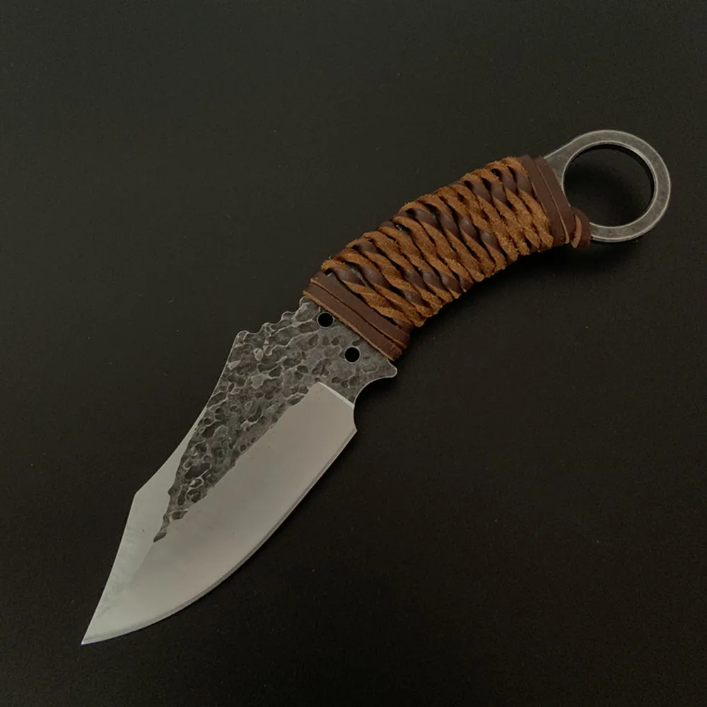 Охотничий нож из высокоуглеродистой стали прямые Дамасские Ножи с узором для