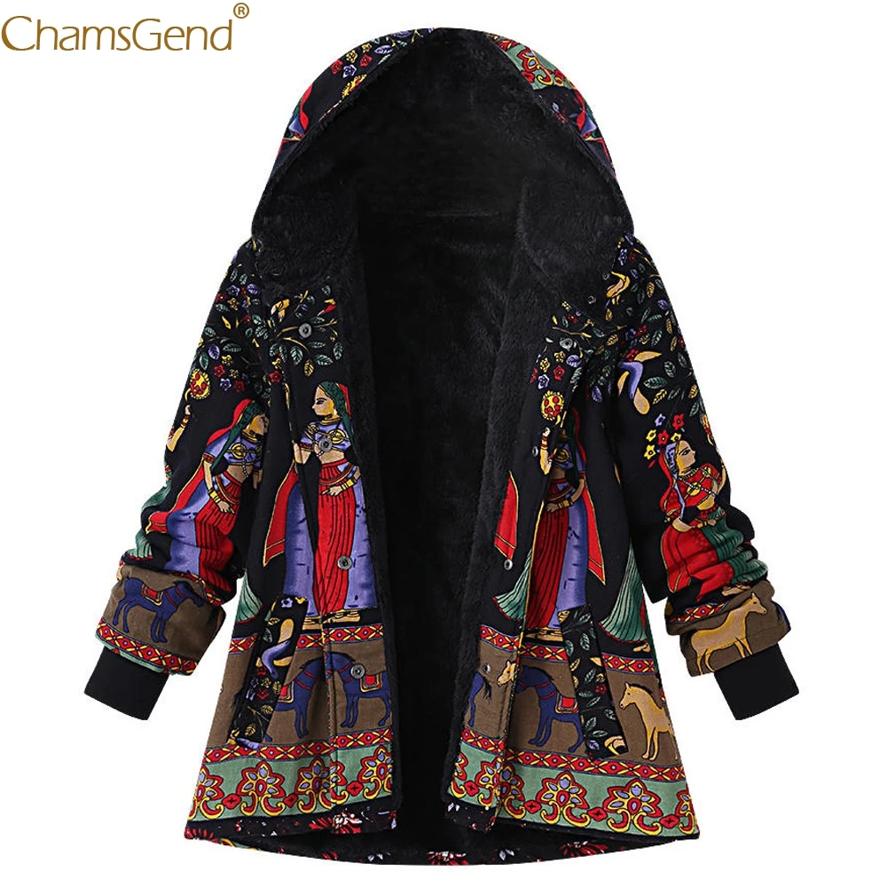 Beste Nieuw Design Fashion Vrouwen Etnische Print Jas Verdikking Warme Fleece Winter Jas Vrouwen Plus Size Overjas Topcoat Jas 81106