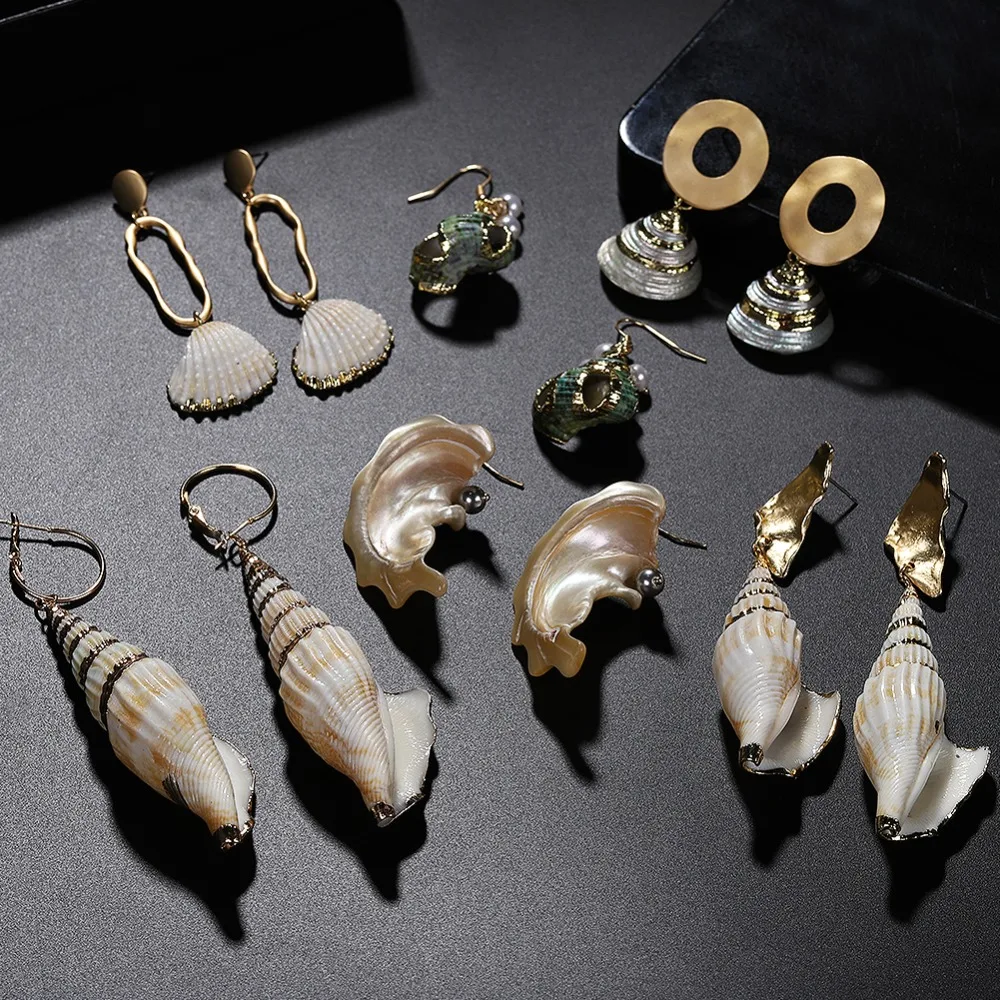 

Bohemian Real Sea Shell Drop Earrings for Women Handmade Dangle Earrings Party wedding Jewelry Statement Earrings