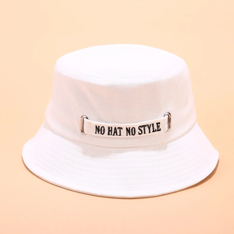 Шляпа Женская в стиле хип-хоп cap Harajuku японский литературный Рыбацкая шляпа лето, защита от солнца Солнцезащитная кепка мужская Солнцезащитная Панама шапочки - Цвет: Белый