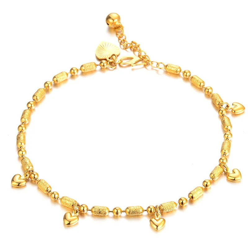 Women Baby Girls Anklets Bracelets 18Kc Gold Filled Heart Lucky Beaded Ankle Chain Fashion Foot Jewelry Gifts Women Baby Girls Anklets Bracelets 18Kc Gold Filled Heart Lucky Beaded Ankle Chain Fashion Foot Jewelry Gifts