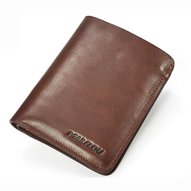 

Guarantee 100% Genuine Leather Short Design Men Wallet Antique Brown Cowhide 50pcs Custom Logo