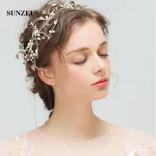 Жемчужные стразы Роскошная золотая повязка для свадебных листьев великолепные свадебные аксессуары для волос SHA26