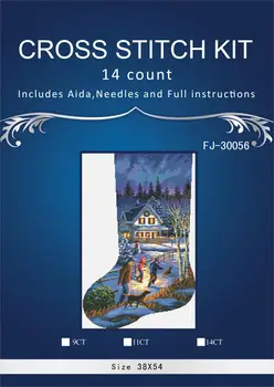 

oneroom Snow birds christmas sock Embroidery Crafts Needlework 14CT Unprinted Arts Cross Stitch Kits DMC DIY Quality 6