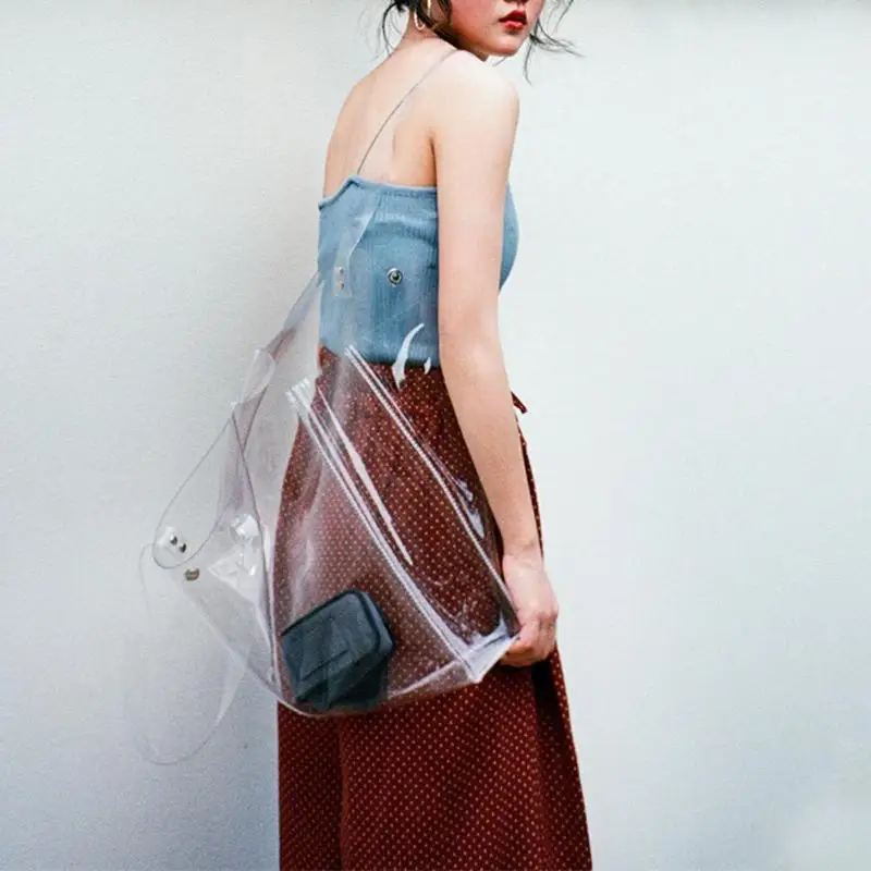 Женские Прозрачные Пляжные сумки из ПВХ, большая женская сумка на плечо, летние пляжные сумки для покупок, сумка на плечо