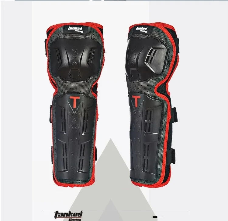 TANKED мотоциклетные защитные наколенники, теплая защита на колено локоть, защита колена защита для мотокроса 4 комплекта - Цвет: Black Red