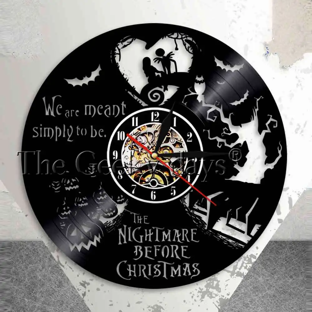 Кошмар перед рождественские настенные часы Tim Burton Skellington Jack Love Sally виниловые для