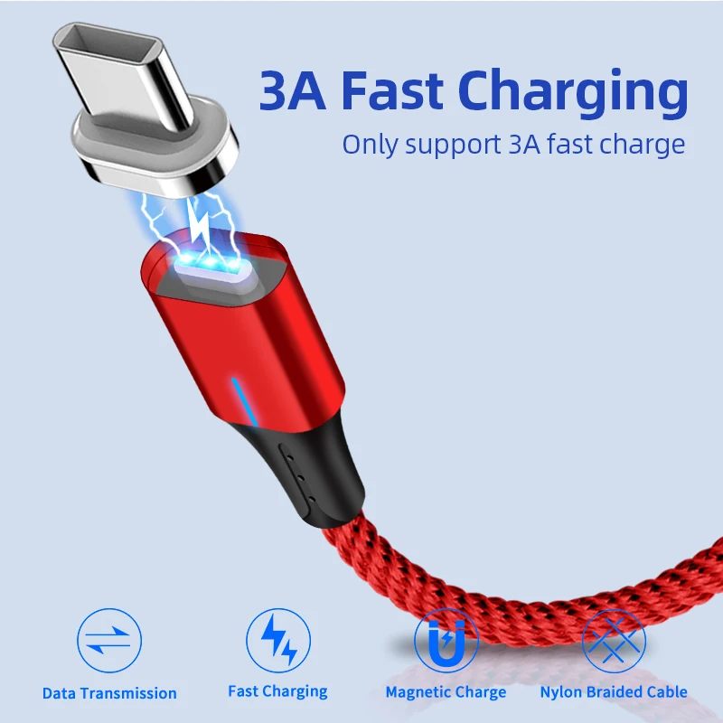 Магнитный usb кабель для Тип Кабеля C 3A c быстрой зарядки QC 3 0 Для Huawei NOVA 2 4 P30 P20 samsung S9