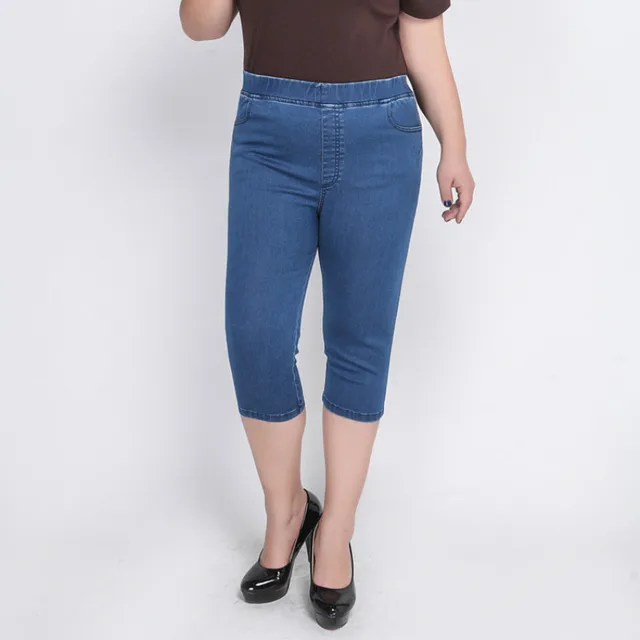 High Waist Plus Size 8xl 7XL 6XL 5XL Capri Summer Women's Jeans Denim High Stretch Jeans Woman Pantalon Femme Pants Calca YH11