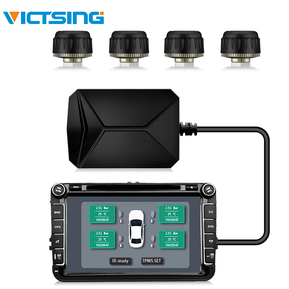 

VicTsing Vehicle TPMS Tire Pressure Monitoring System USB TPMS Android Car Auto 4 External Sensors For Ford Toyota for Hyundai