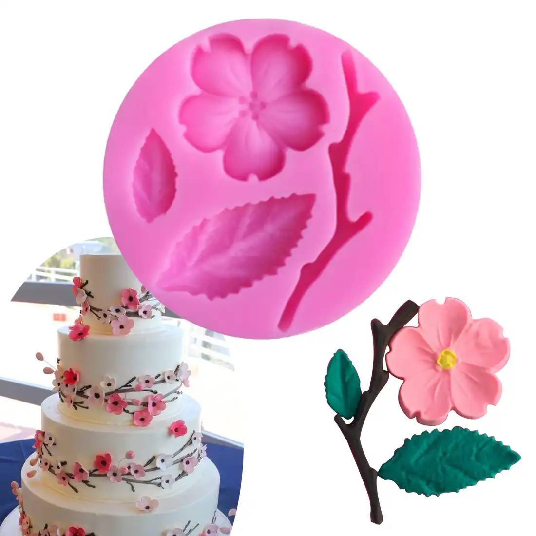 3D Peach Blossom silicone mold fondant mold cake decorating tool chocolate m.BJ